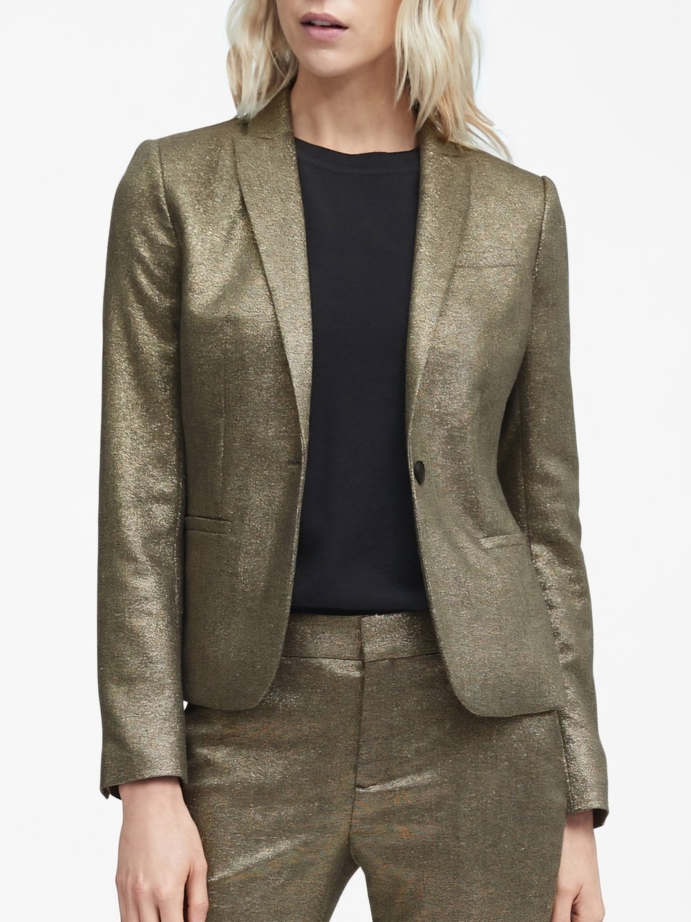 Banana Republic Metallic Gold Fitted Blazer